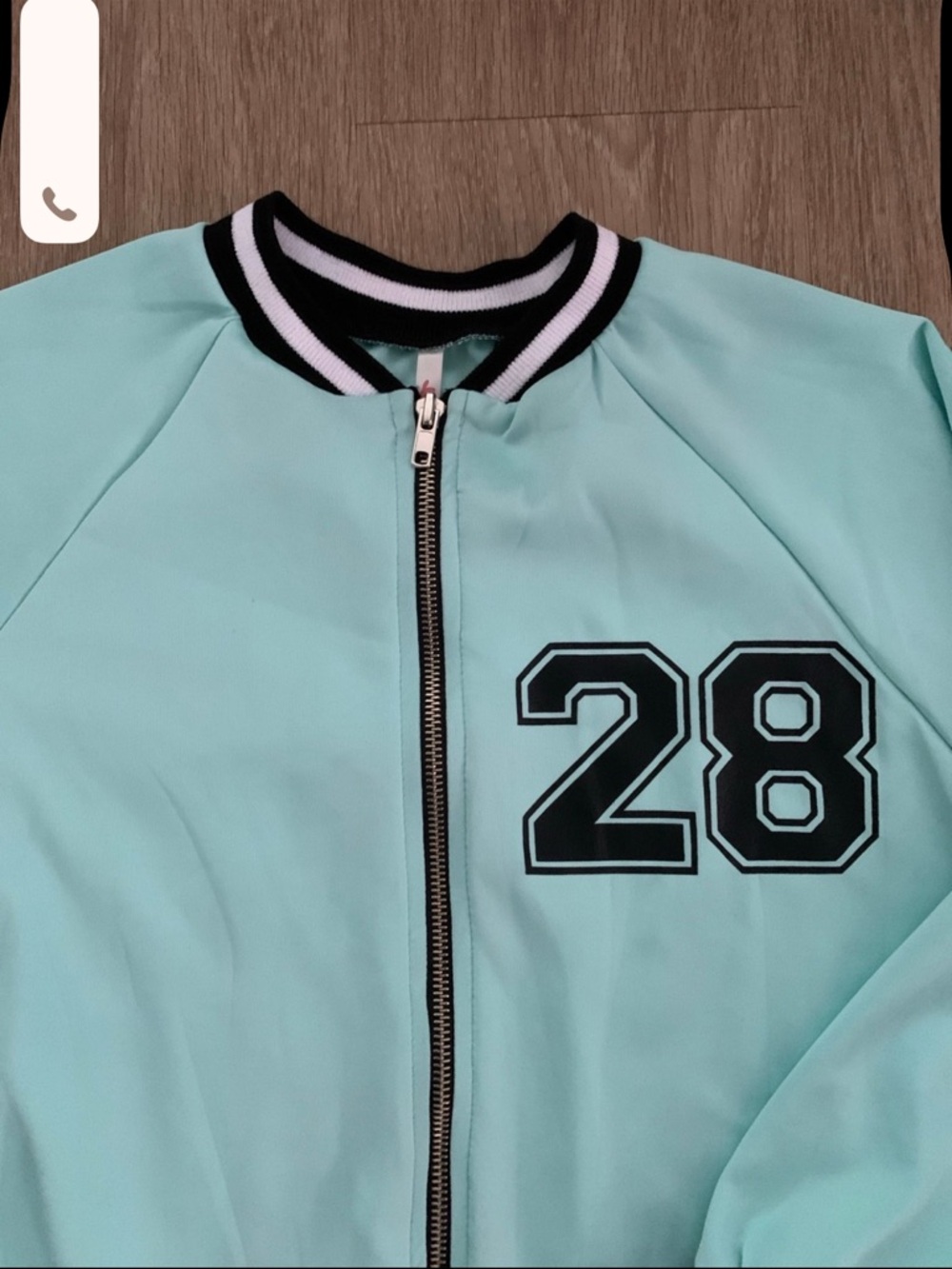 Women’s Mint Zip-Up Bomber Sweatshirt with Number 28